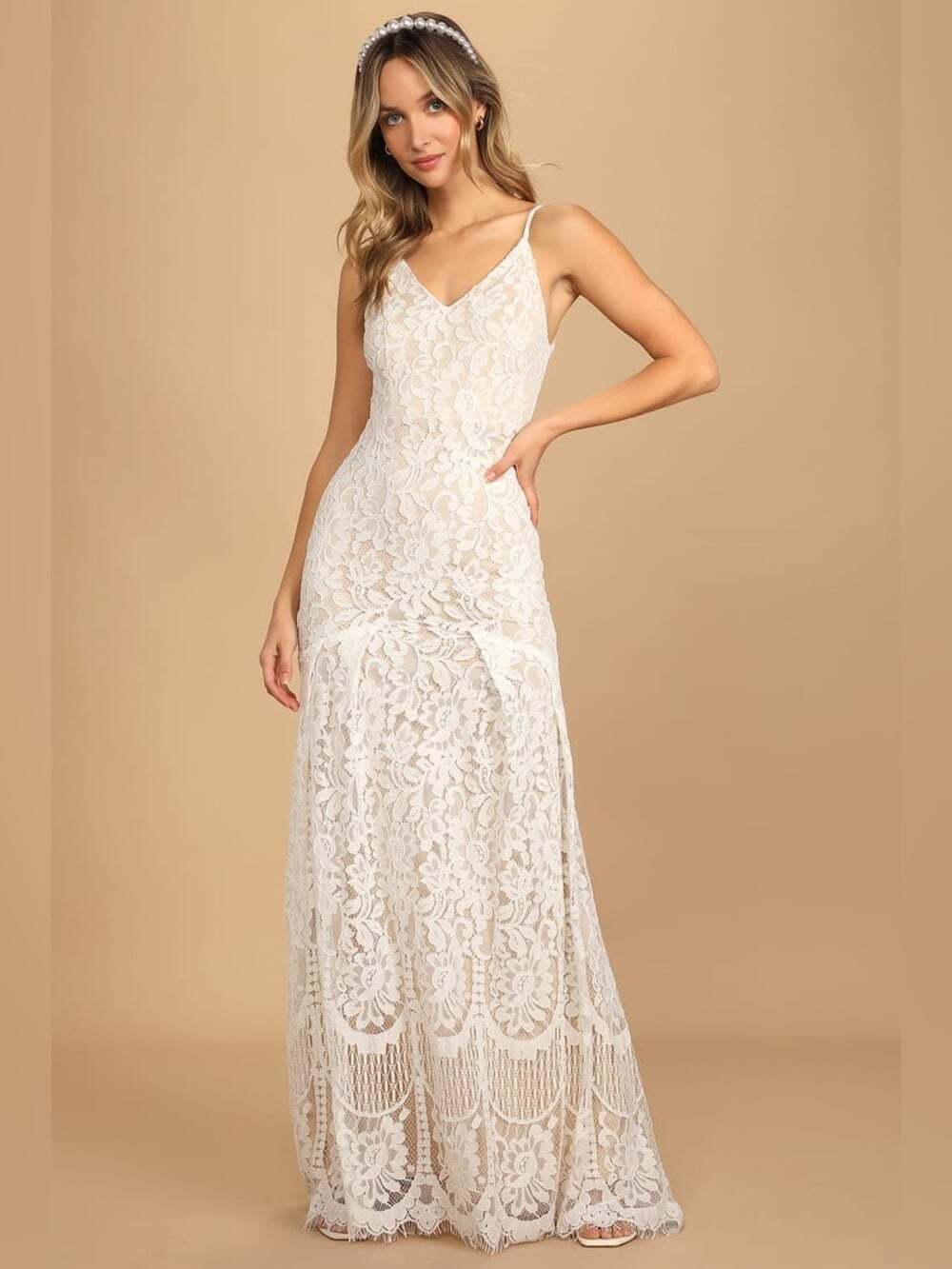 Lulus Flynn White Lace Maxi Dress Size S Boho Bridal Wedding/ Grad Dress Small